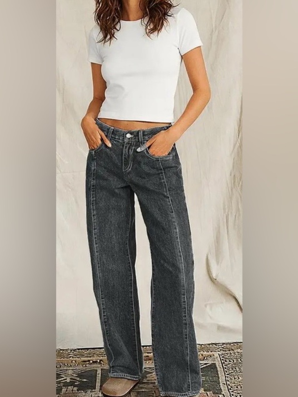 Classic High-Rise Wide Leg Jeans - Black Wash
